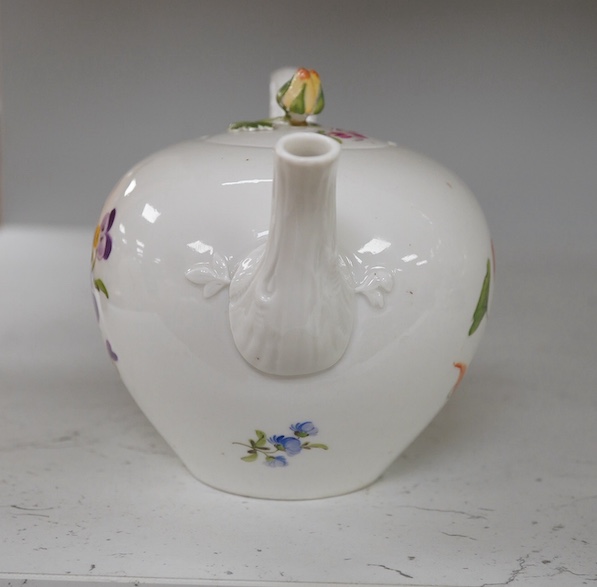 A 20th century Meissen teapot and cover, 11cm. Condition - fair to good